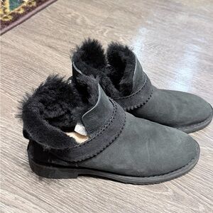UGG Black Ankle Boots with Fur Lining